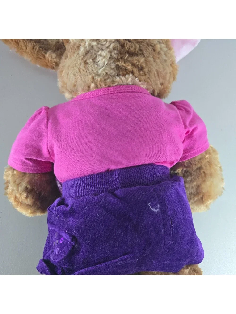 Build A Bear Brown & White Bunny Pink Heart Nose Plush Stuffed Animal  w Clothes